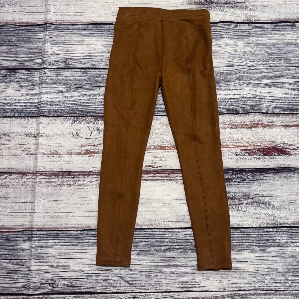 Spanx Brown Faux Suede Moto Leggings | Size Medium - Picture 3 of 7